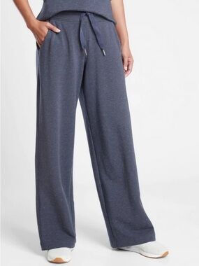 Athleta Women’s Balance Pants Wide Leg Navy Blue Speckled Sweatpants Joggers